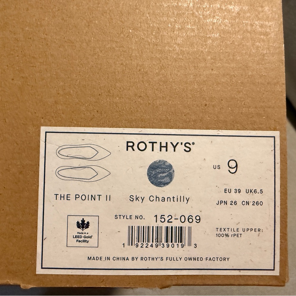 Rothy's The Point II Flats - Sky Chantilly Blue size 9